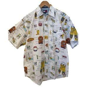 Tommy Hilfiger Mens Nautical Print Button Down Shirt